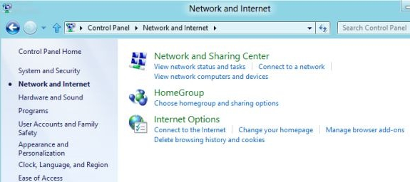 Click on internet option